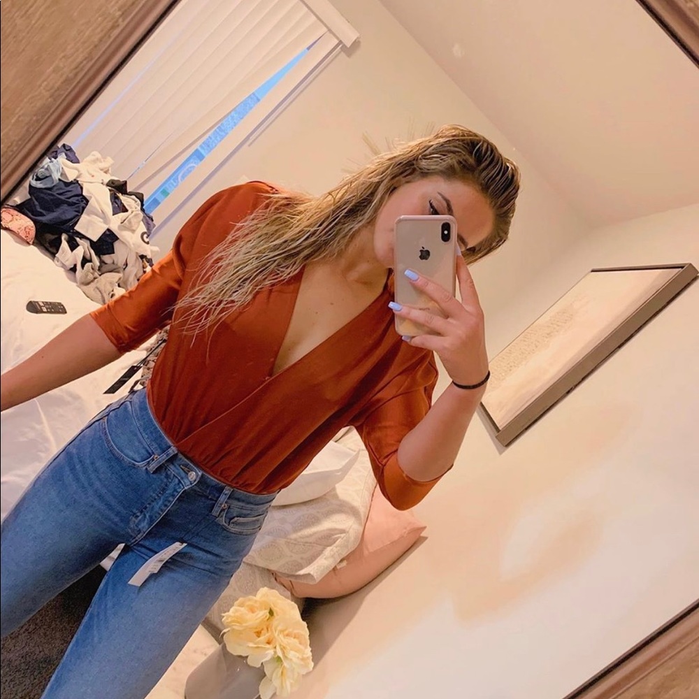 Silk burnt orange body suit